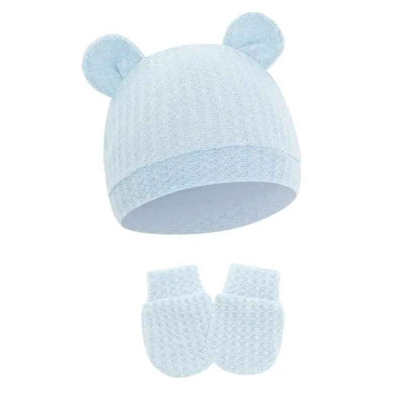Newborn Baby Hat & Mittens Set | Soft Cotton, 0–6 Months
