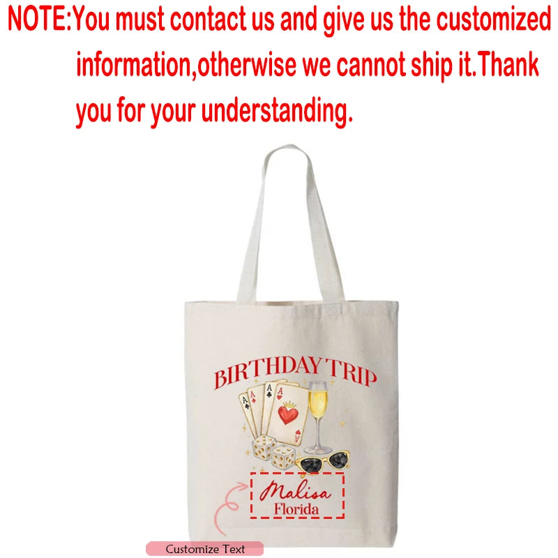 Personalized Birthday Trip Canvas Tote Bag | Beach Vacation Gift Personalized Canvas Tote Peaceful Pleasures Health and Wellness custom C 45x34x10cm