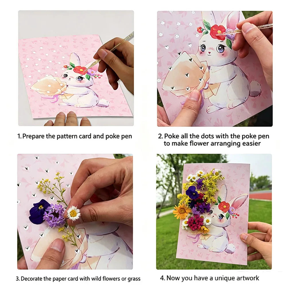 Flower Cutting Cardboard Girl Poking Fun Handmade DIY Homemade Card