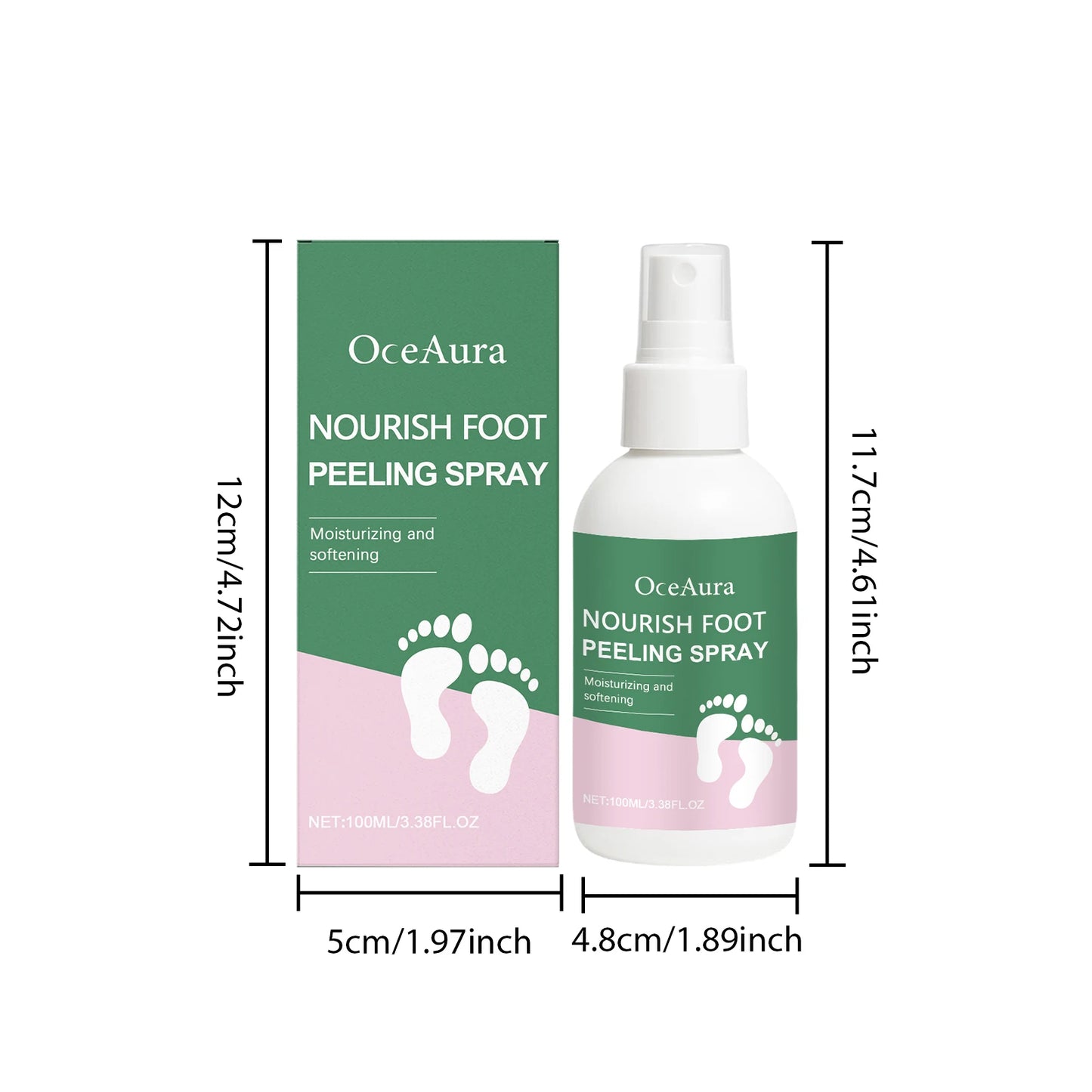 Foot Exfoliating Spray Callus Remover for Cracked Heels Moisturizing Remove Dead Skin Heel Drying Cracked Repair Foot Care Spray Peaceful Pleasures Health and Wellness 100ml Boxed