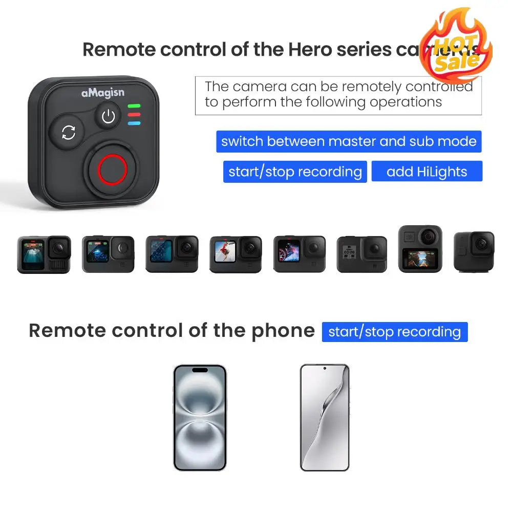 Bluetooth Remote Control + Wrist Strap for Insta360 & GoPro