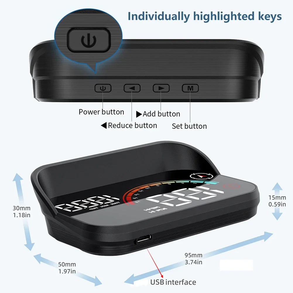 Car Head Up Display HUD Universal Digital GPS Speedometer Projector Screen Dashboard Odometer with Overspeed Alarm For All Cars Peaceful Pleasures Health and Wellness HUD with Projector