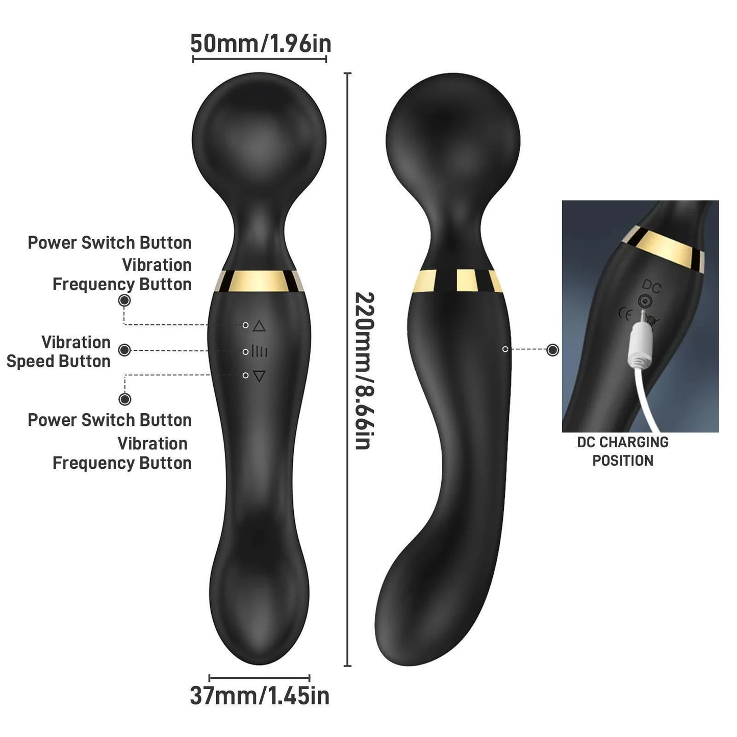 Vibrator Wand,Adult Sex Toy Wand, G Spot Dildo, Clit Vibrator, Sex Vibrators,Clitoris Stimulation,with 8 Speeds & 20 Patterns, F Peaceful Pleasures Health and Wellness