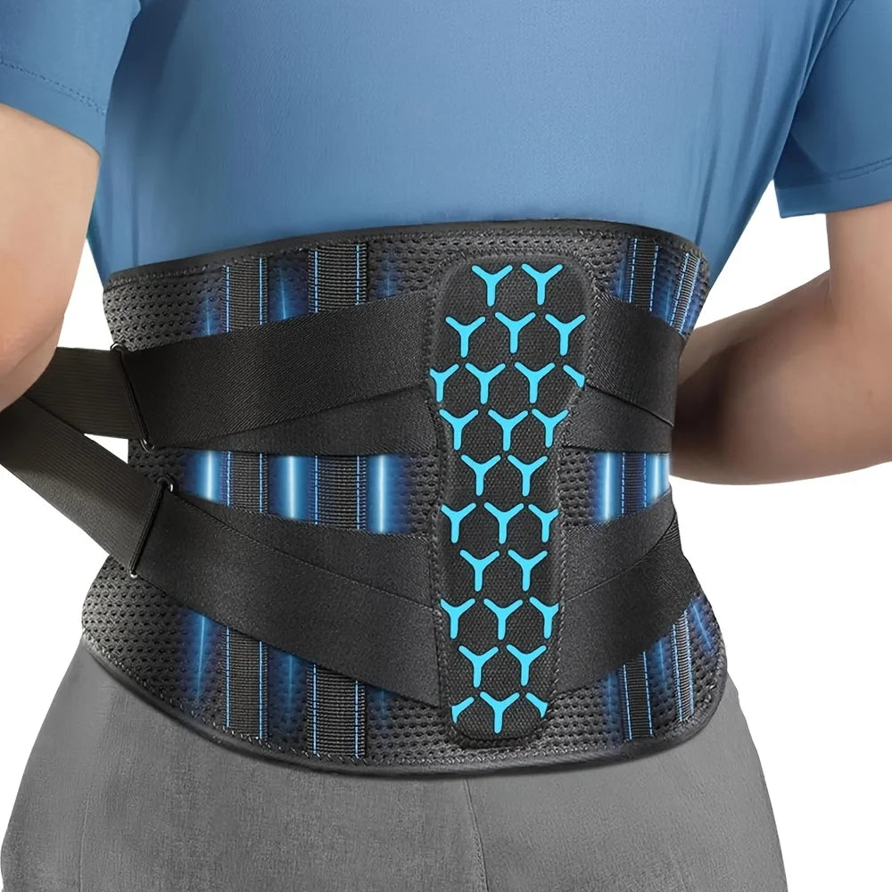 Back Brace for Lower Back Pain Relief, Breathable Waist Brace Adjustable Lumbar Support for Herniated Disc, Sciatica, Scoliosis Peaceful Pleasures Health and Wellness black blue L-110x24CM