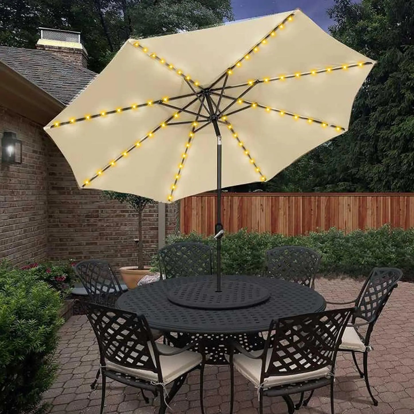 Solar Umbrella String Lights – 104 LED, 8 Modes, IP67 Waterproof