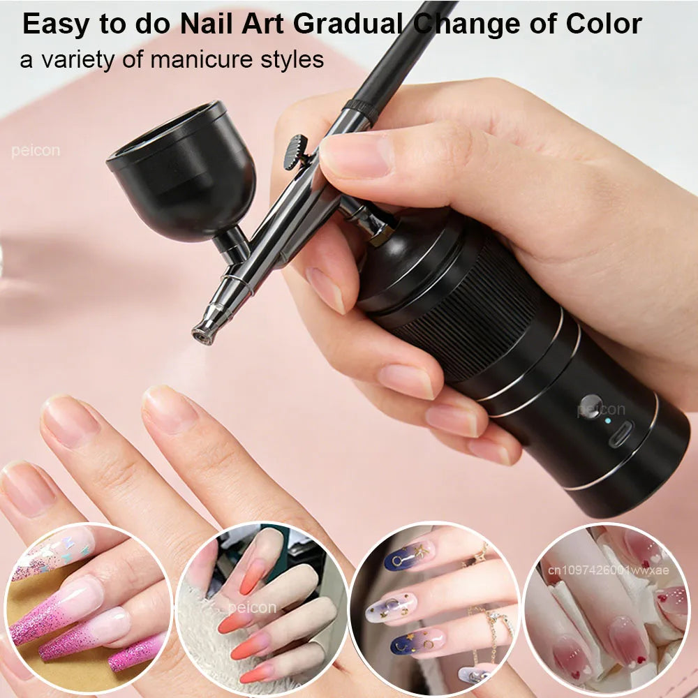 Airbrush with Compressor Mini Spray Gun for Painting Modeling Craft Airbrush Painting Wireless Portable Airbrush Paint Spray Gun Peaceful Pleasures Health and Wellness