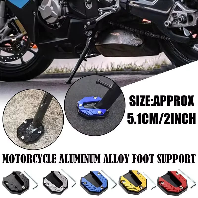Scooter Motorbike Accessories Extension Foot Pad Support Plate Aluminum Alloy Motorcycle Bike Kickstand Extender Foot Side Stand Peaceful Pleasures Health and Wellness