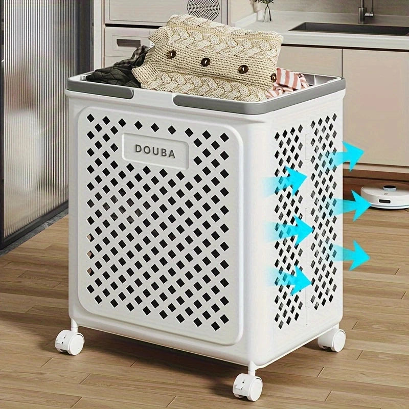 Foldable Storage Basket with Wheels & Handles | Rolling Bin