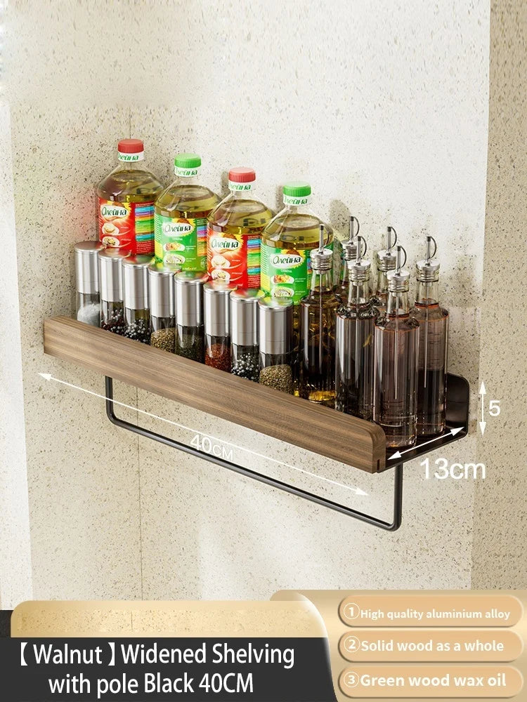 Wall Mounted Solid Wood Spice Rack | Kitchen Seasoning Storage