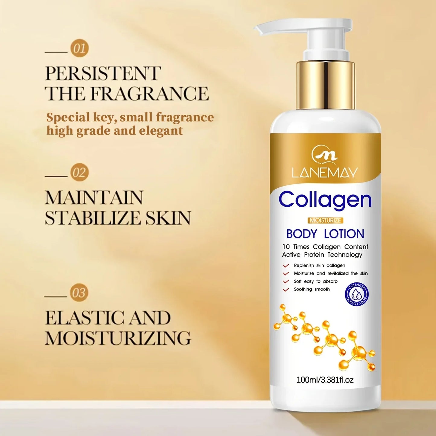 Lanemay Collagen Body Lotion – Hyaluronic Acid, Lightweight