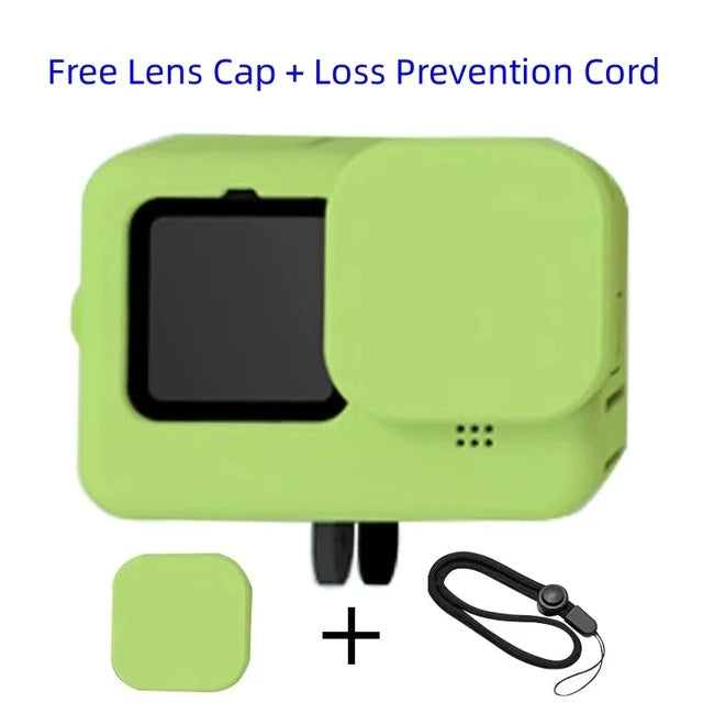 New Soft Silicone Case for Gopro Hero 12 11 10 for Go pro 9 10 11 12 Silicone Protective Full Cover Shell Camera Accessories Peaceful Pleasures Health and Wellness green Universal