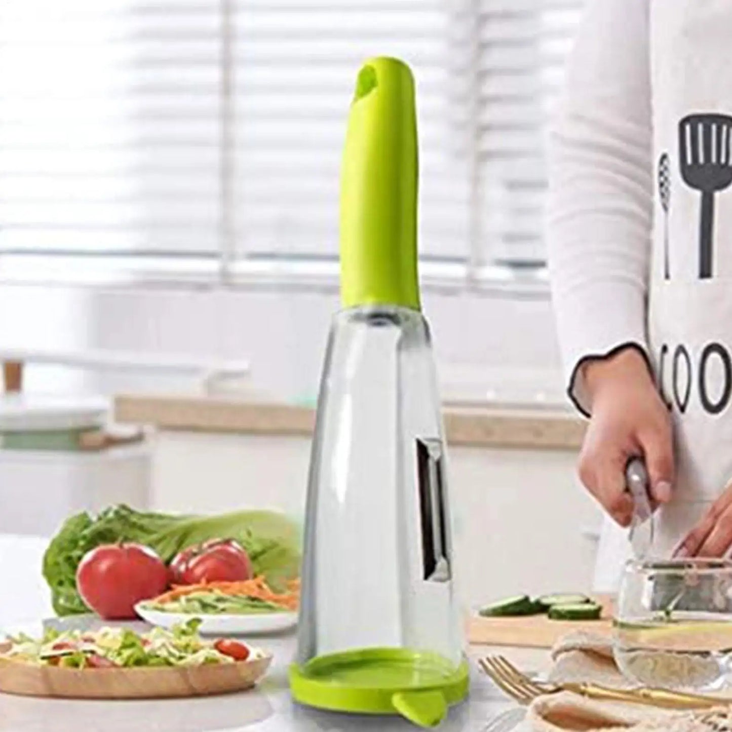 2-in-1 Vegetable Peeler with Scrap Container | Stainless Steel
