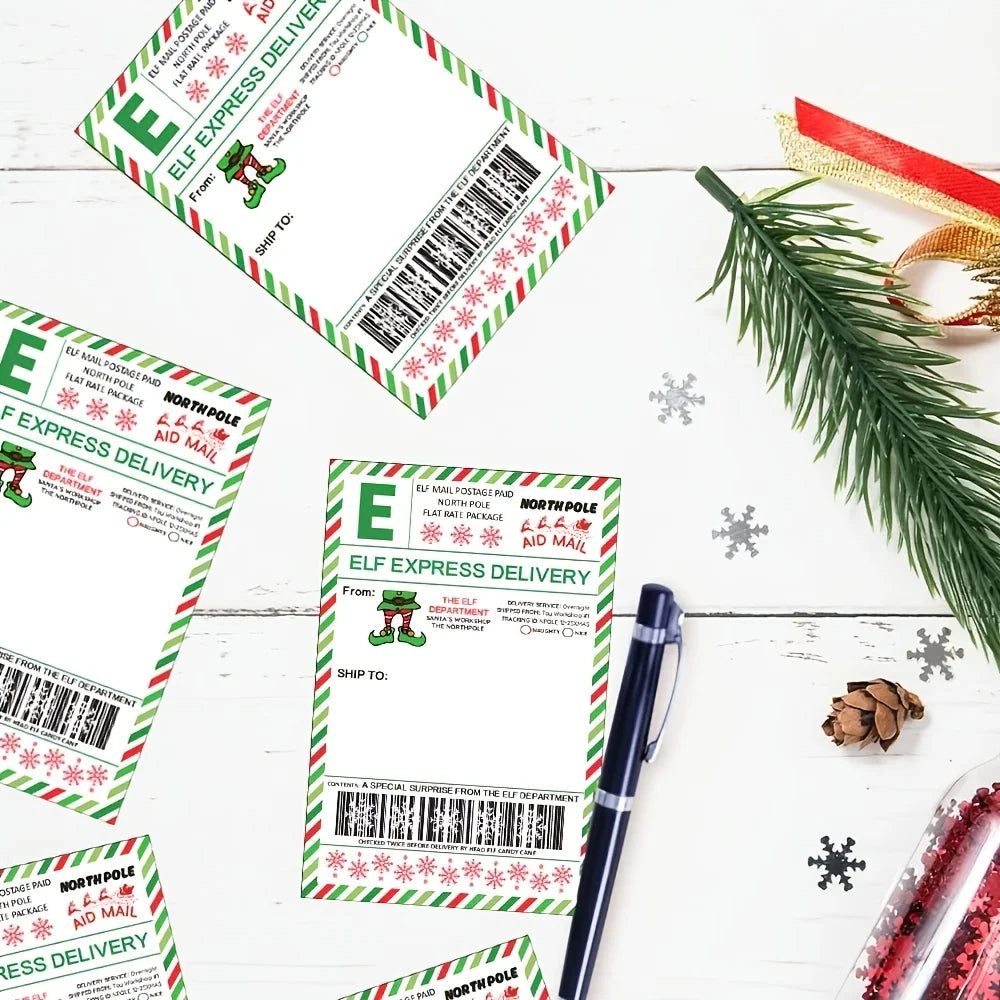 North Pole Delivery Labels Christmas Holiday Package Stickers Fill-in