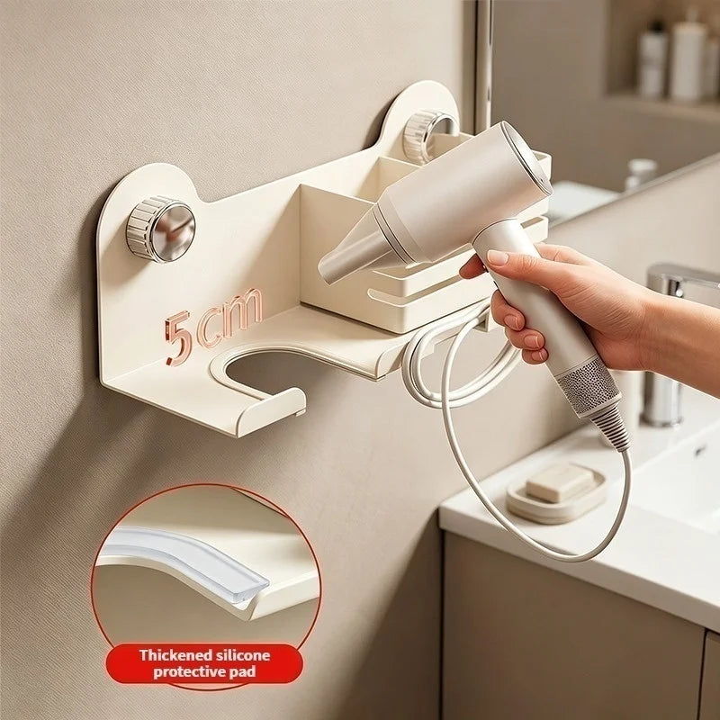 Punch-Free Wall Mount Hair Dryer Holder | Suction Cup Rack