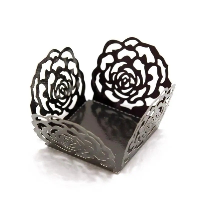 50-Pack Gold Rose Laser-Cut Dessert Liners & Cake Wrappers
