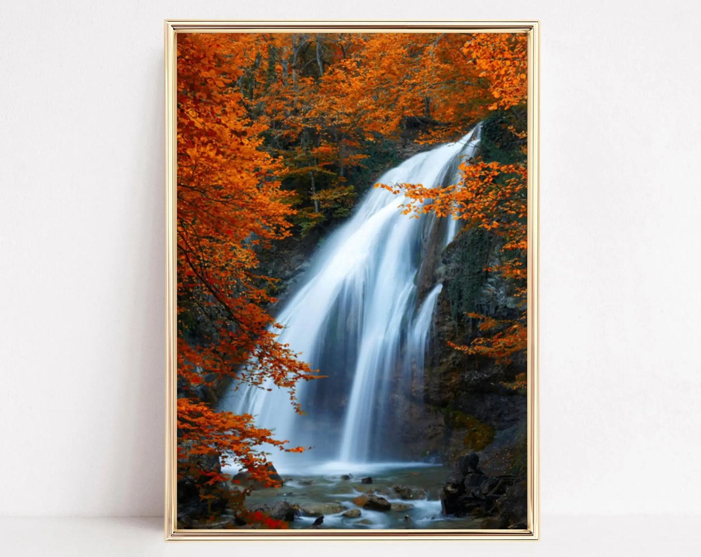Autumn Forest Path Canvas Print | Golden Leaves Wall Art