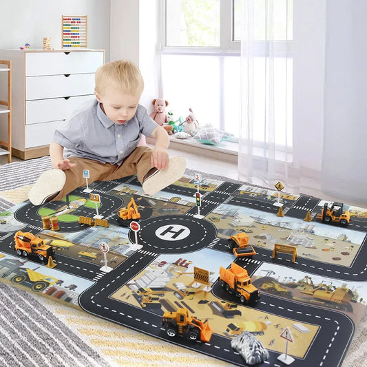Large City Road Map DIY Scene Signs Car Parking Lot Game Children Peaceful Pleasures Health and Wellness