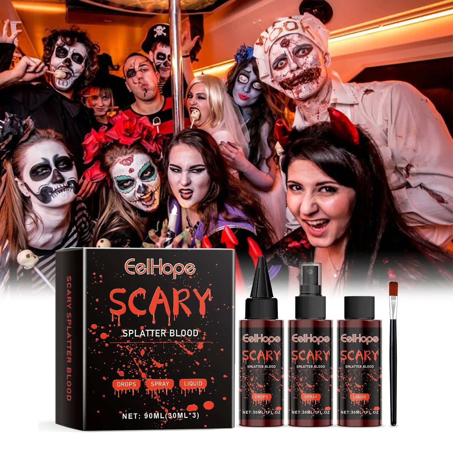 Halloween Fake Blood Kit – Washable Vampire Zombie Cosplay Makeup