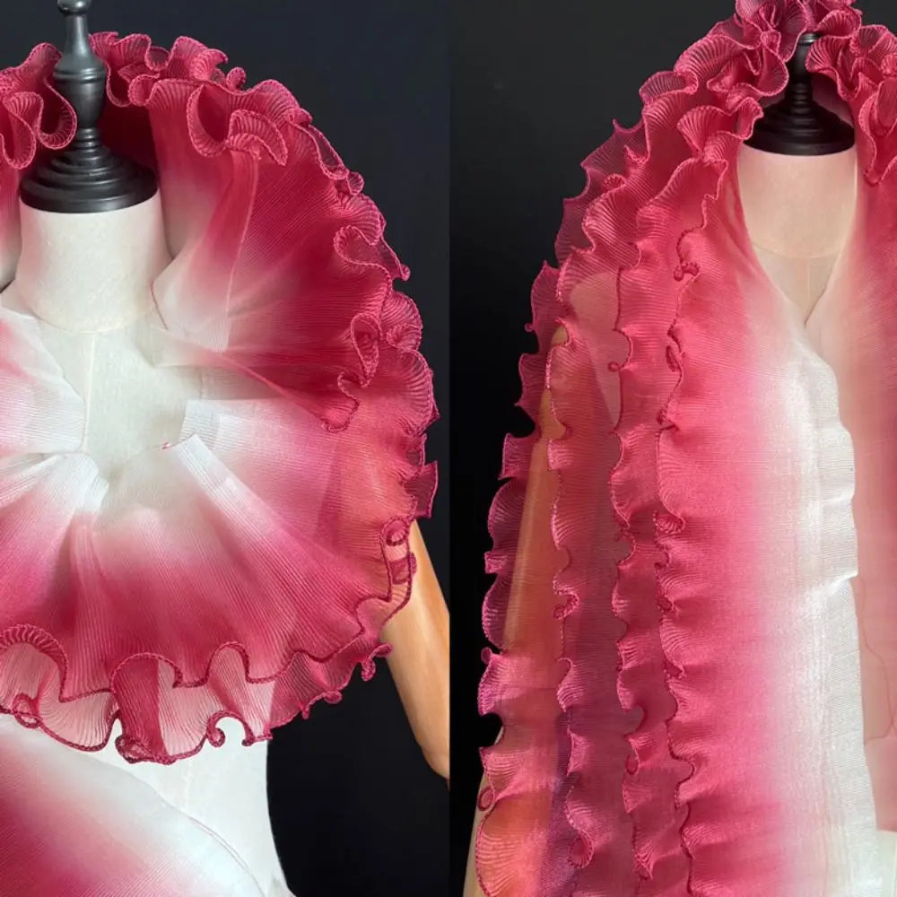 2-Yard Flounce Wave Lace Fabric – 12cm Gradient Mesh Organza