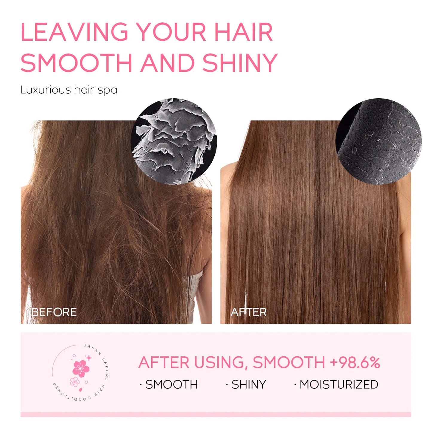 LAIKOU Sakura Shampoo And Hair Conditioner Cherry Blossom Nourishing Repair Dry Hair Smooth Anti Frizz Moisturizing Hair Care Peaceful Pleasures Health and Wellness