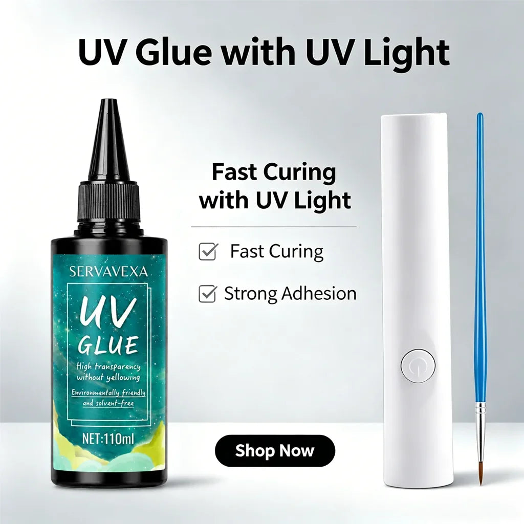 UV Resin Kit – Crystal Clear Fast-Cure Glue with UV Lamp & Brush