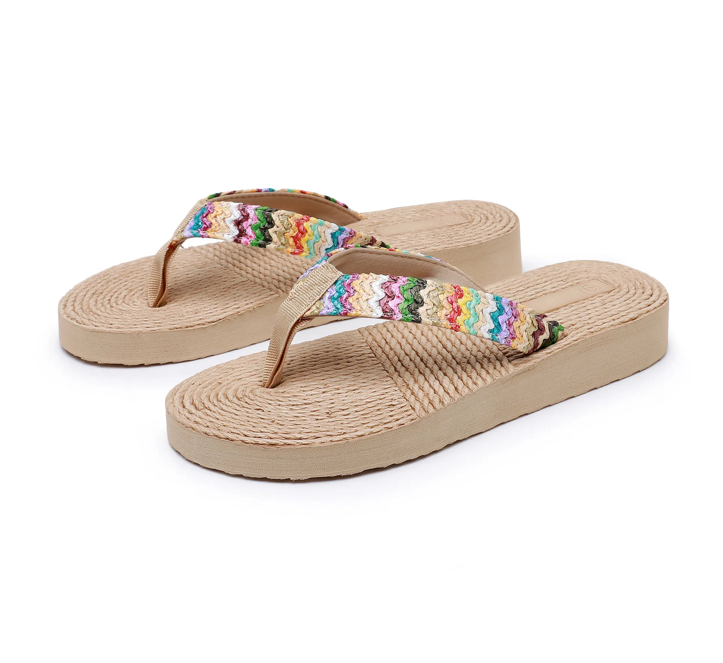 Women's Feather Print Flat Flip-Flops | EVA Beach Slides