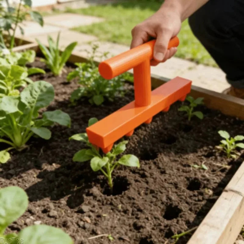 5-Hole Garden Seed Dibber Planter | Manual Seeding Puncher Tool
