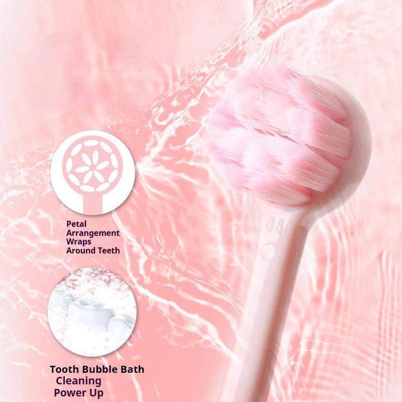 4Pcs Random Color Round Bubble Head Creative Personality Toothbrush Household Couple Family Pack High-Value Cleaning Gum Protection Tooth Care High-End Toothbrush Best Gift for Thanksgiving New Year Birthday Gift Peaceful Pleasures Health and Wellness