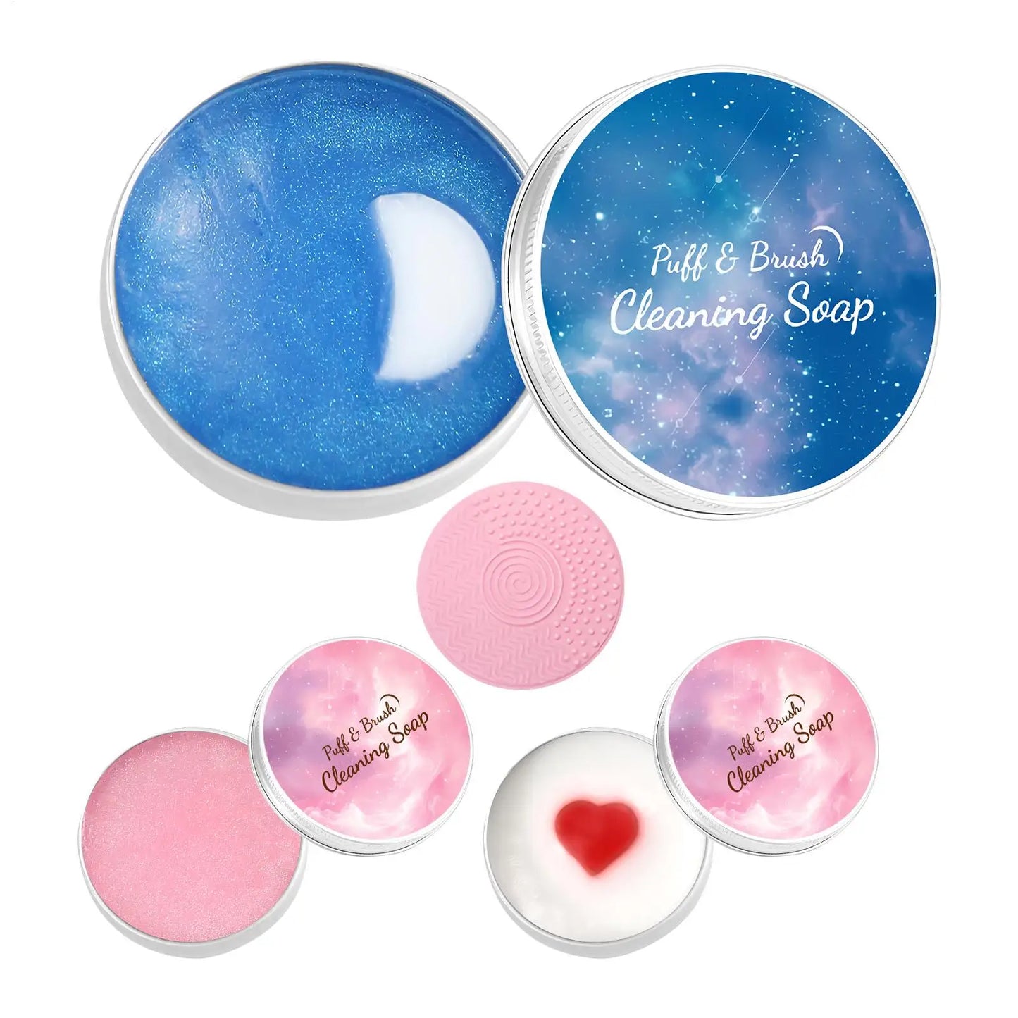 Makeup Brush Cleaner Soap & Silicone Scrubbing Mat Set