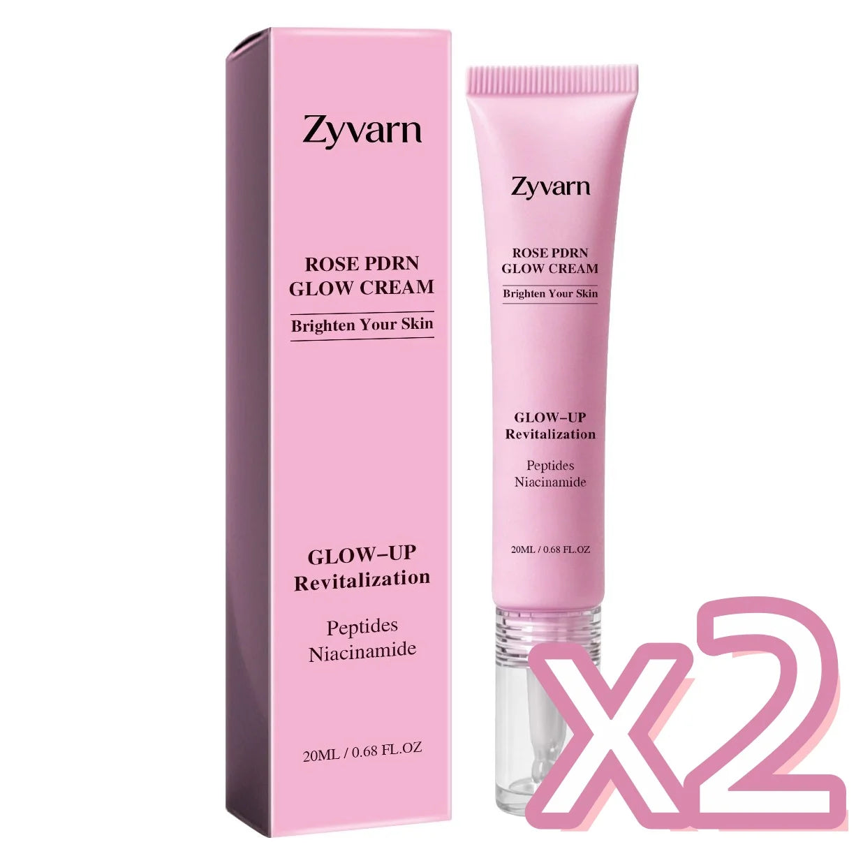 Pure Rose PDRN Glow Boost Cream Rejuvenating Long-lasting Hydration for Natural Radiant Skin Nicotinamide & Peptide Facial Cream Peaceful Pleasures Health and Wellness 20g Boxed x 2