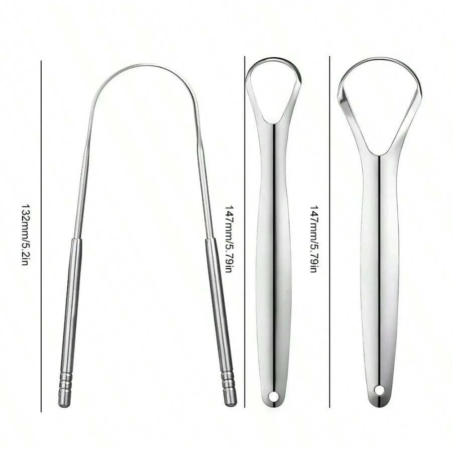 Stainless Steel Tongue Scraper for Adults – 3 Pack