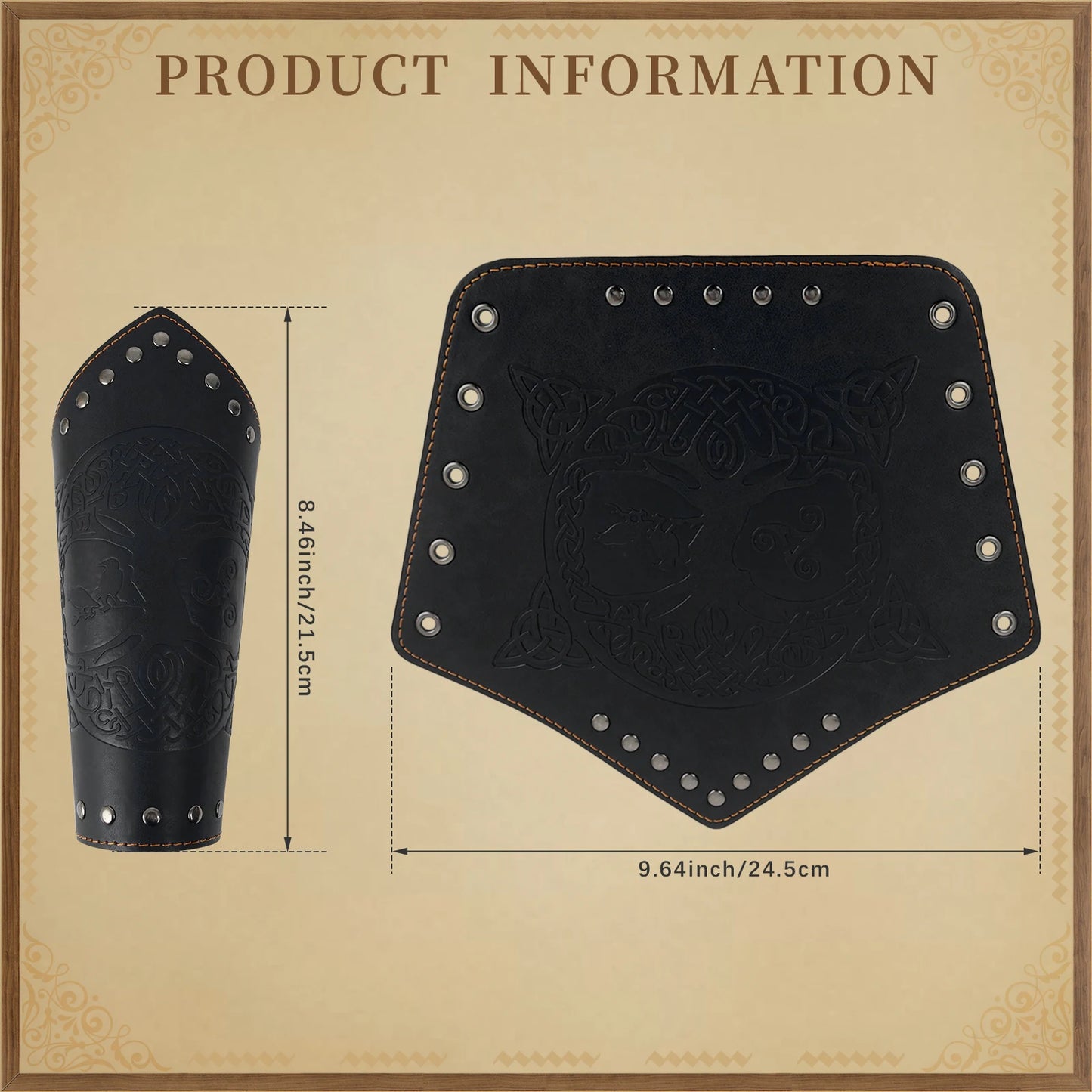 Medieval PU Leather Gauntlet Arm Bracers Vintage Warrior Wrist Guards