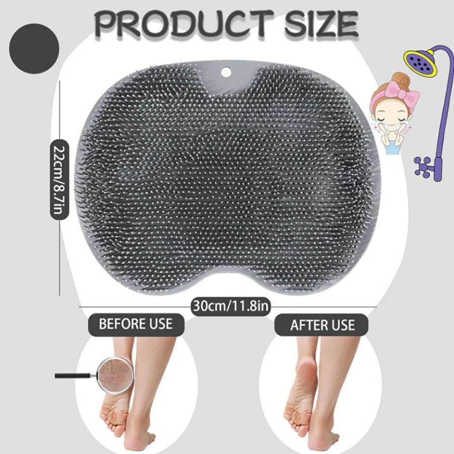 Shower Foot Scrubber & Wall Mounted Bath Massage Pad – Back Scrubber with Non-Slip Suction Cups to Improve Circulation