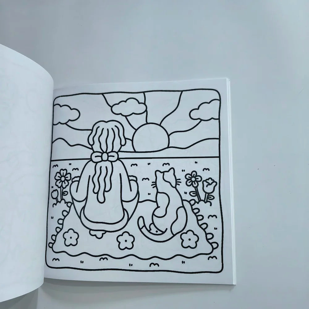 Cozy Girl Homebody Cute Coloring Book Stress Relief Art Drawing