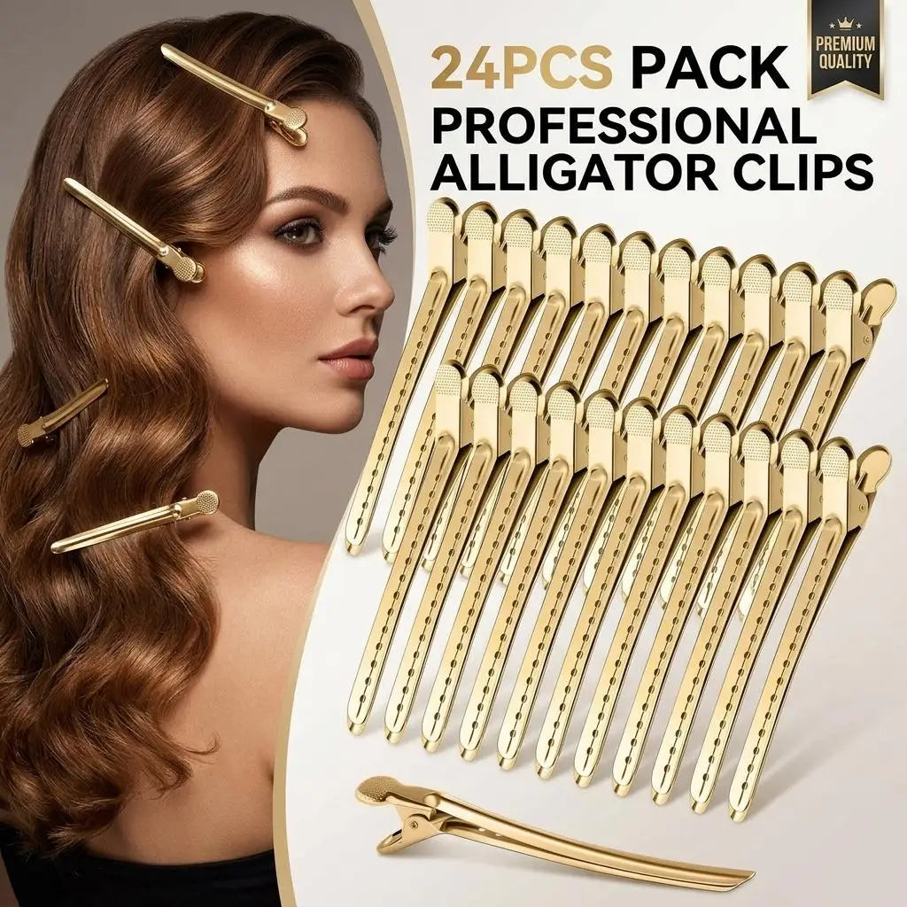 24-Pack Duck Bill Alligator Hair Clips – Rust-Proof Metal