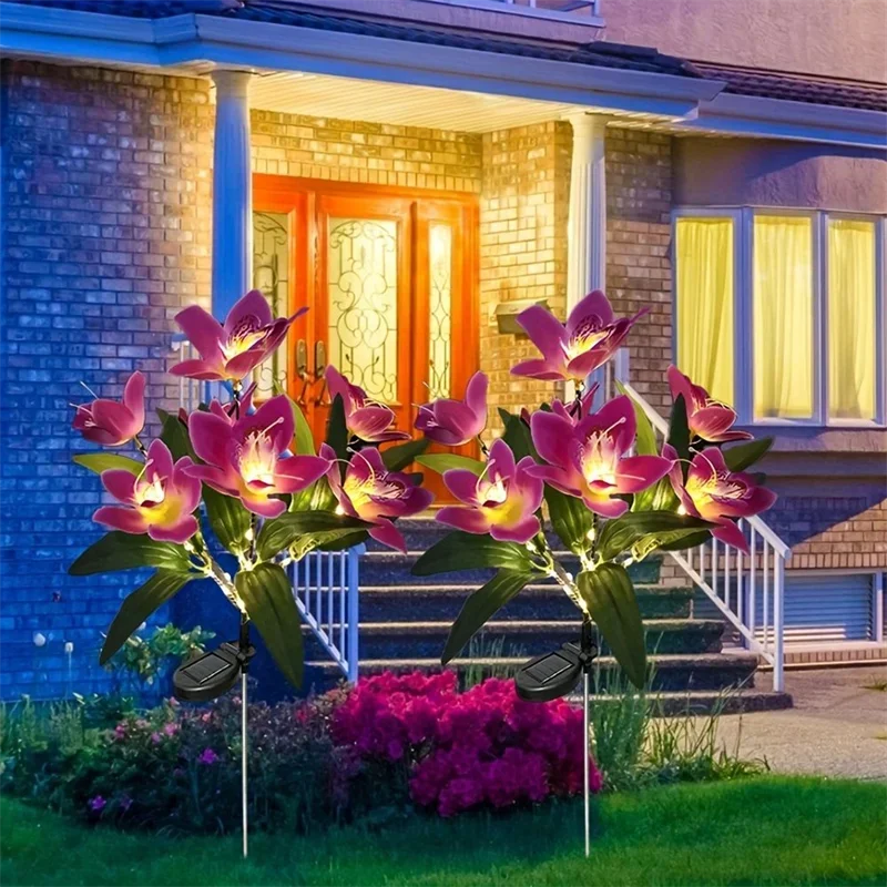 Solar Orchid LED Garden Stake Light | Waterproof Lawn Flower Lamp