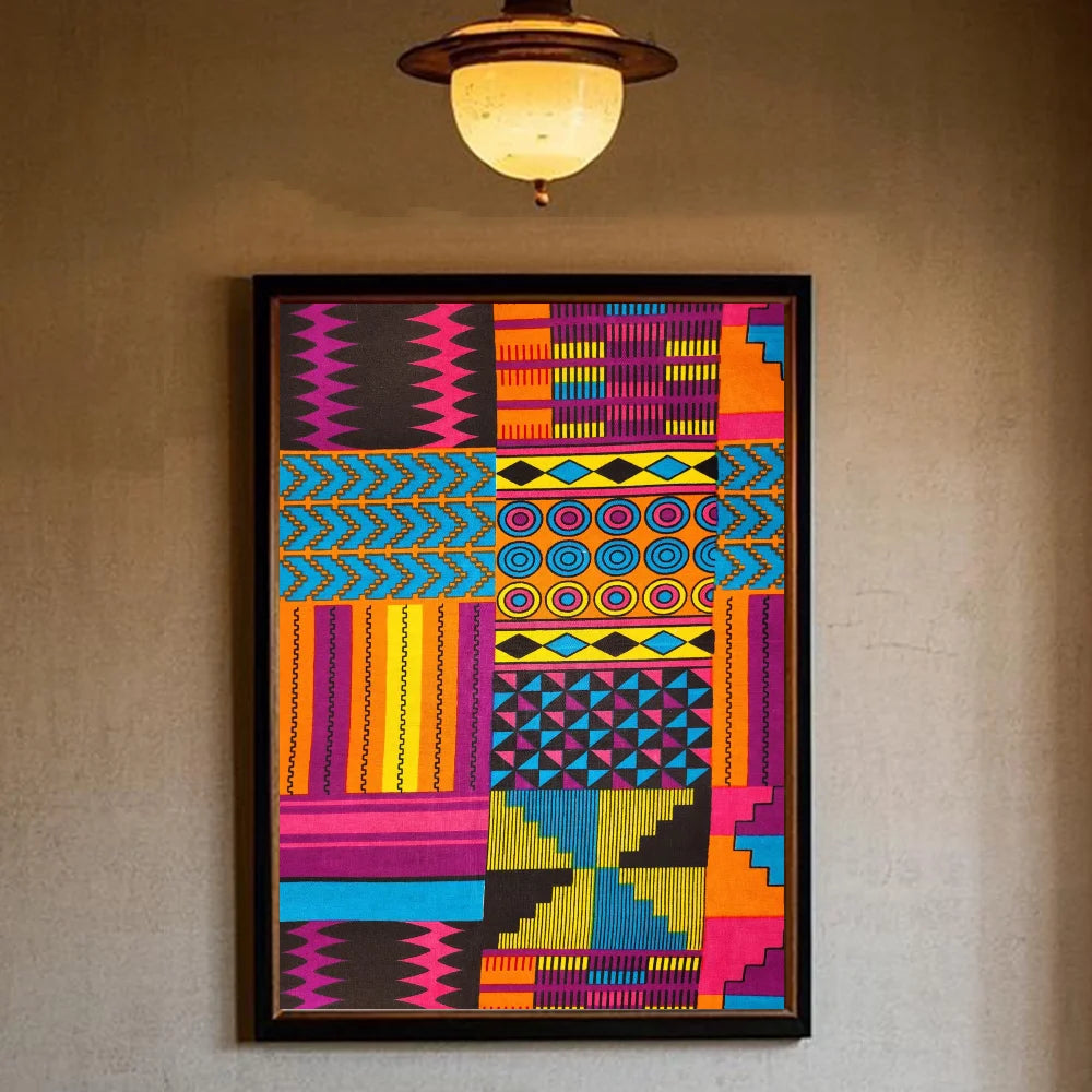 African Classic Fabric Kente Cloth Poster HD art sticky wall waterproof home living room bedroom bar aesthetic decoration Peaceful Pleasures Health and Wellness z13 30X40cmNoframe
