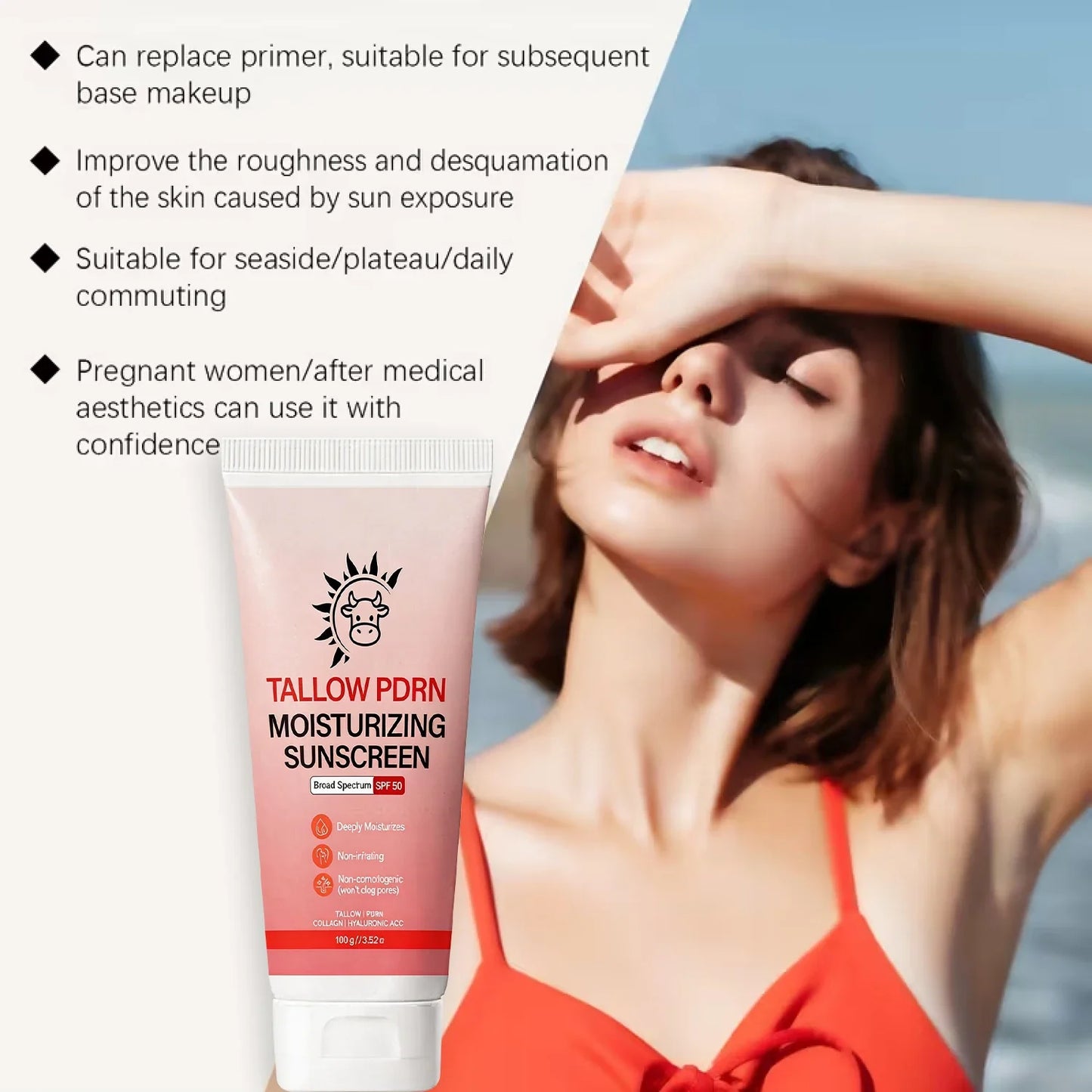 SPF 50 Sunscreen – Tallow PDRN, Collagen, Sensitive Skin