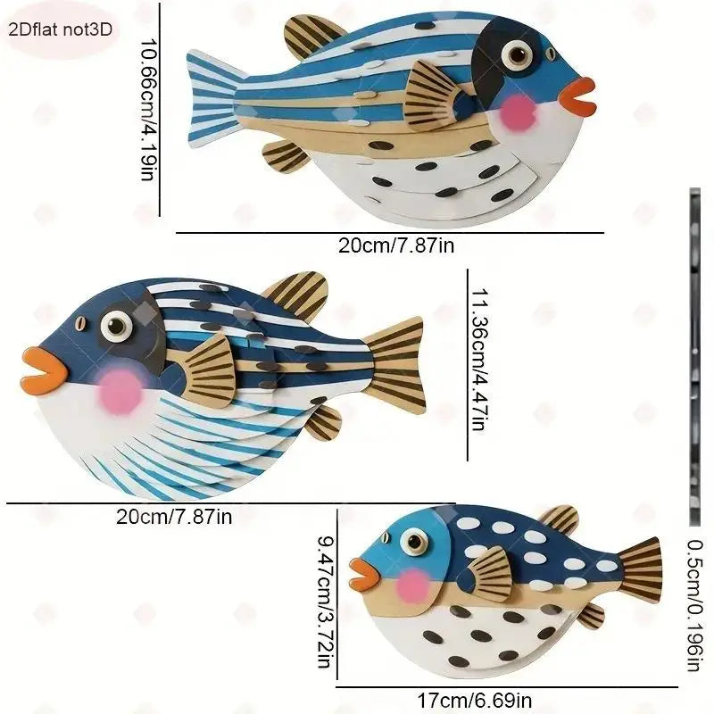 3-Piece Wooden Fish Wall Hanging Set – Coastal Ocean Home Décor