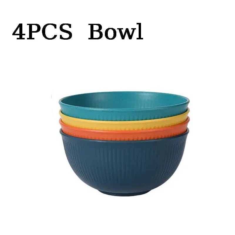 4-Piece Wheat Straw Eco-Friendly Dinnerware Set – Plates & Cups