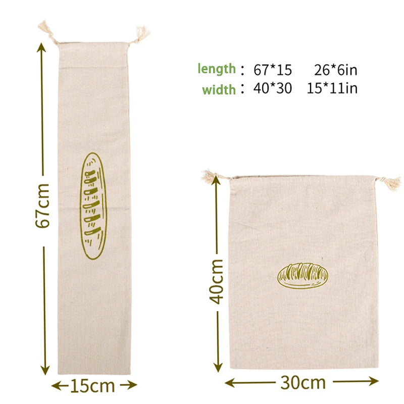 Linen Bread Bags Reusable Portable Drawstring Kitchen Organizer Home Homemade Artisan Bread Storage Bag Washable Food Organizer Peaceful Pleasures Health and Wellness