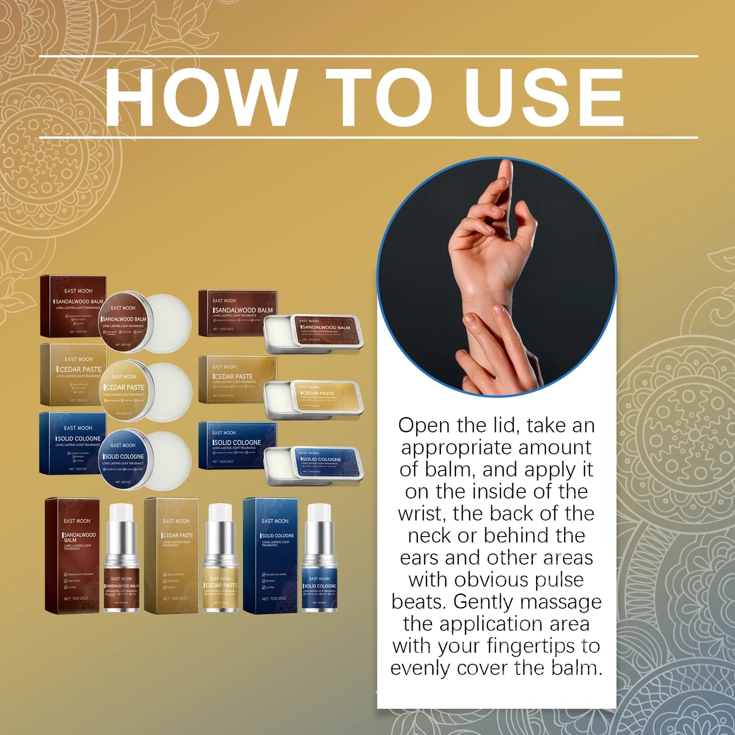 Men's Sandalwood Solid Fragrance Balm | Long-Lasting Scent