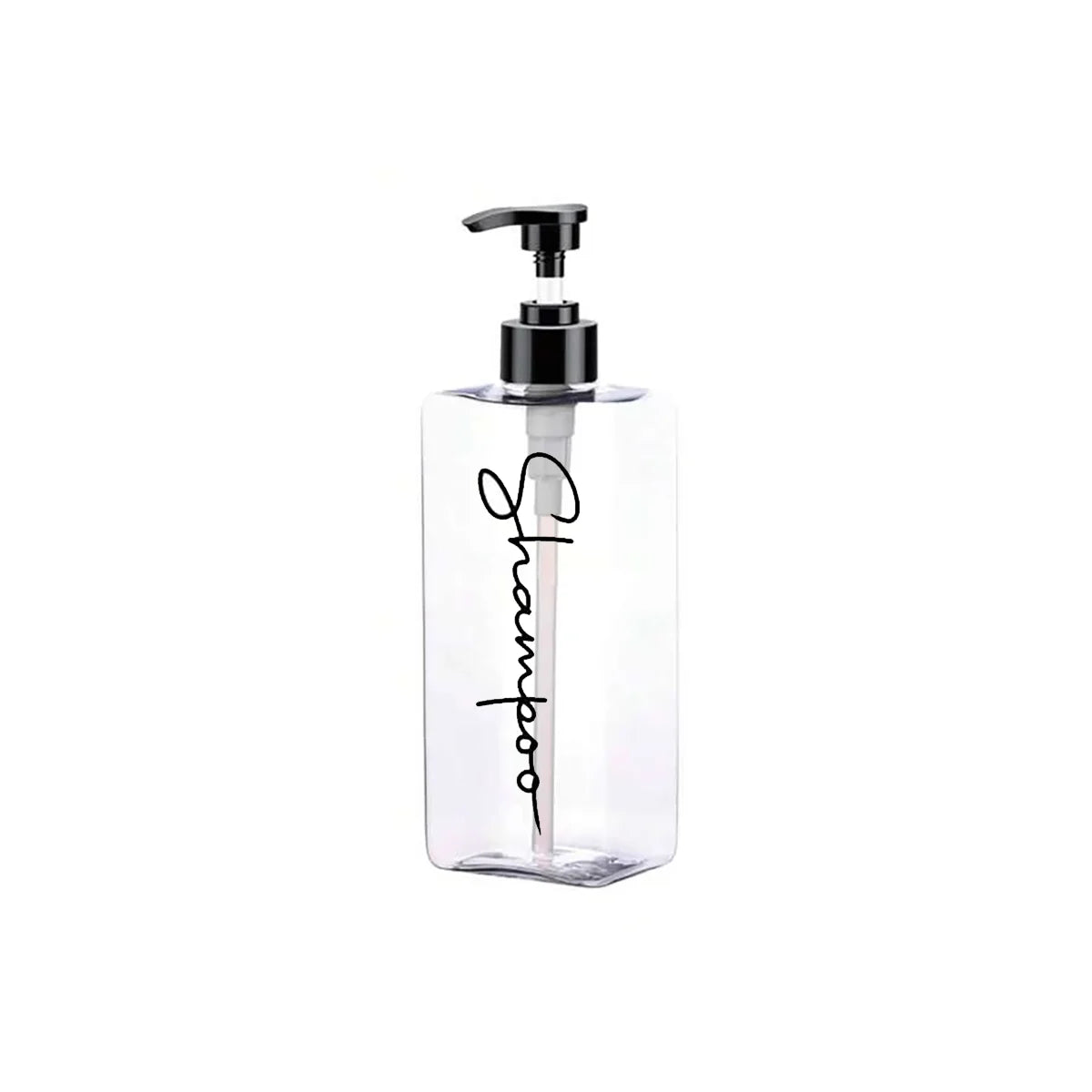 3 Transparent Square Refillable Shampoo and Conditioner Dispensers, 400ml Each, with 3 Waterproof Labels Peaceful Pleasures Health and Wellness Type C 1Pcs