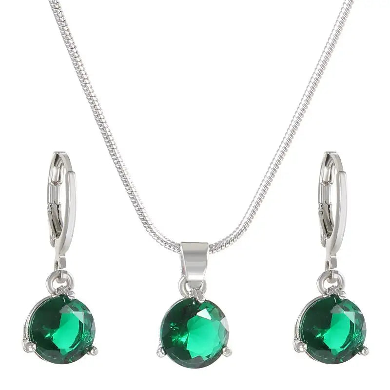 Crystal Zirconia Pendant Necklace & Earrings Set | Gift