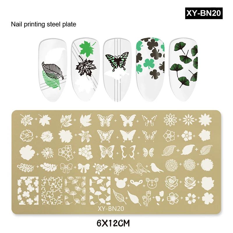 Nail Stamping Plates 12x6cm – Butterfly Flower Bowknot Designs