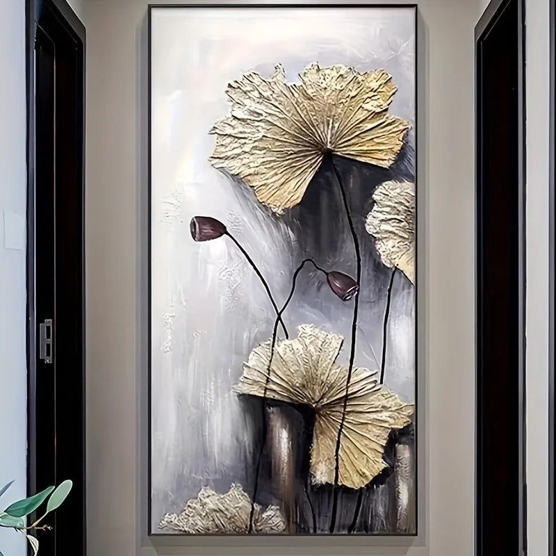 Large Lotus Canvas Wall Art | Modern Chinese Style Decor Canvas Wall Art Peaceful Pleasures Health and Wellness