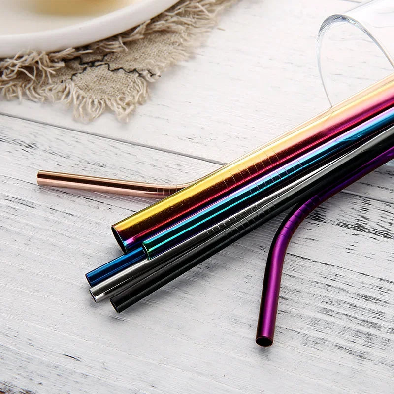 Reusable Drinking Straw 304 Stainless Steel Straws Straight Bent Metal Straw with Cleaner Brush Pouch Wholesale Peaceful Pleasures Health and Wellness