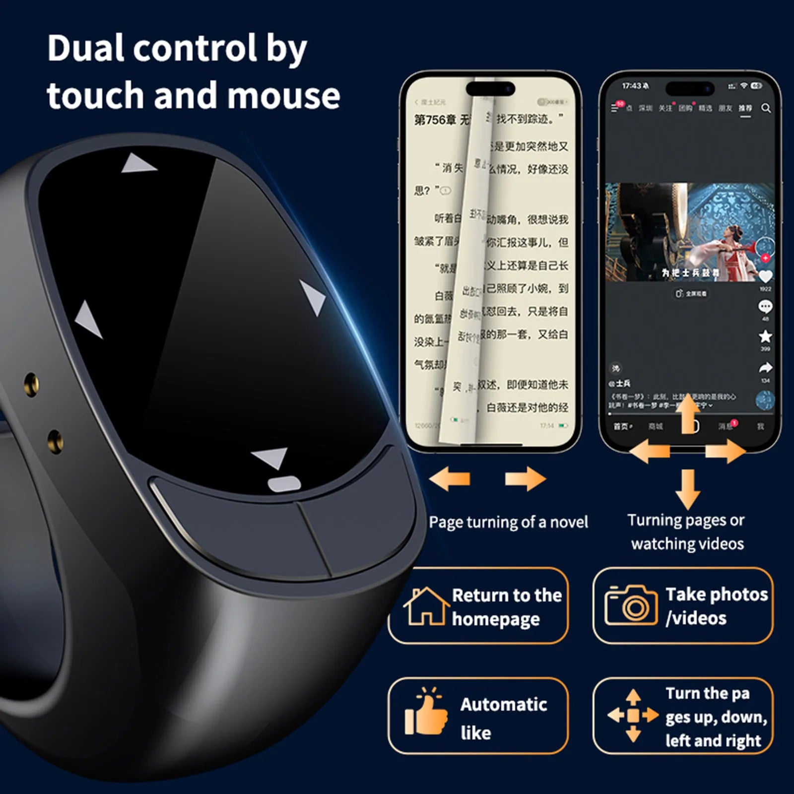 Bluetooth Ring Remote for TikTok, Camera Shutter & eBook Scrolling Peaceful Pleasures Health and Wellness