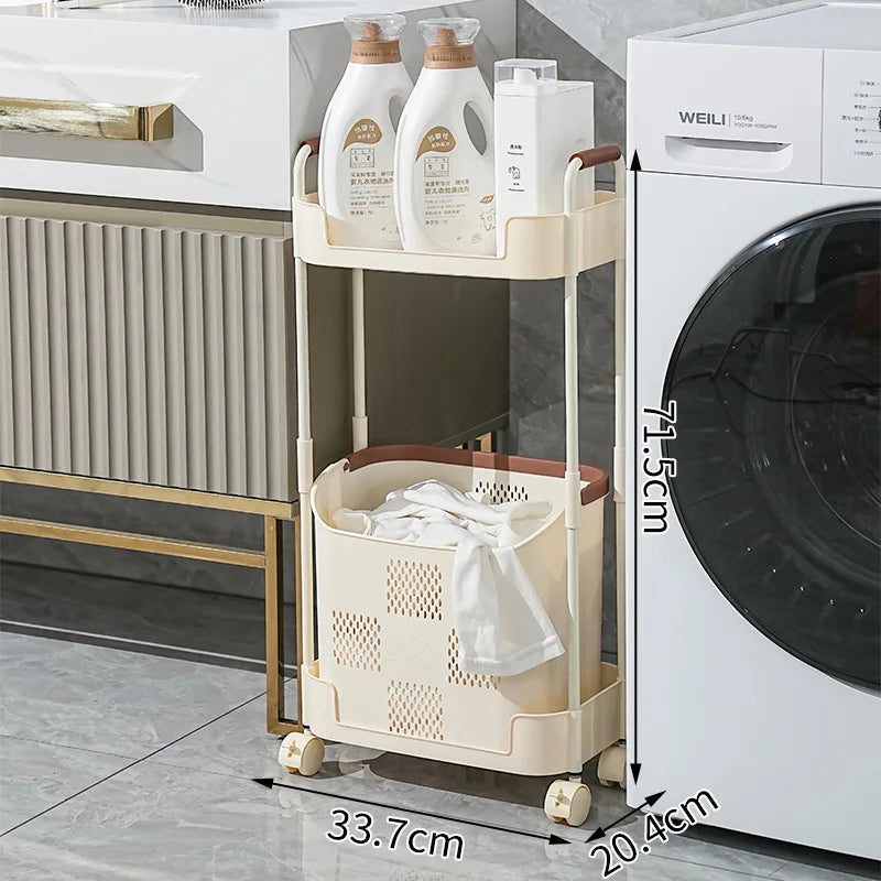 Multi-Functional Laundry Hamper for Home - Large Movable Clothes Basket with Storage Shelf, Bathroom Organizer & Sorting Rack Peaceful Pleasures Health and Wellness 2 Layer