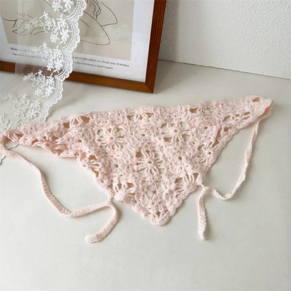 Crochet Triangle Headscarf – Floral Sunshade Headband for Women